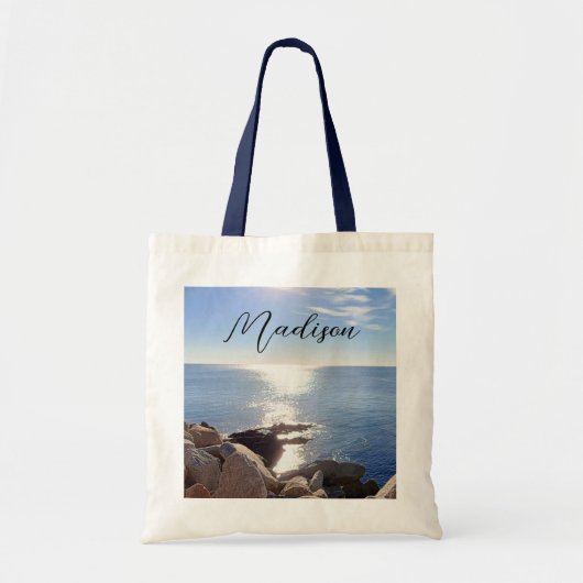 funkelnder Blue Ocean Individuelle Name Tragetasche (Vorne)