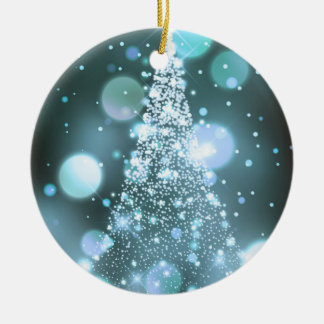 Funkelnder Bokeh Frohe Weihnachtsbaum Keramik Ornament