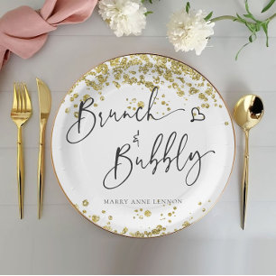 Funkelnder Brunch und Sprudelndes Pappteller