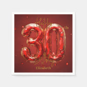 Funkelnder Edelstein Rubin und Gold 30. Geburtstag Serviette (Vorderseite)