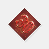 Funkelnder Edelstein Rubin und Gold 30. Geburtstag Serviette (Ecke)