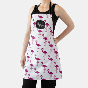Funkelnder Flamingo Rosa Glitzer Muster Monogramm Schürze