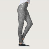 Funkelnder Glam Luxus Glitter Grau Leggings (Rechts)