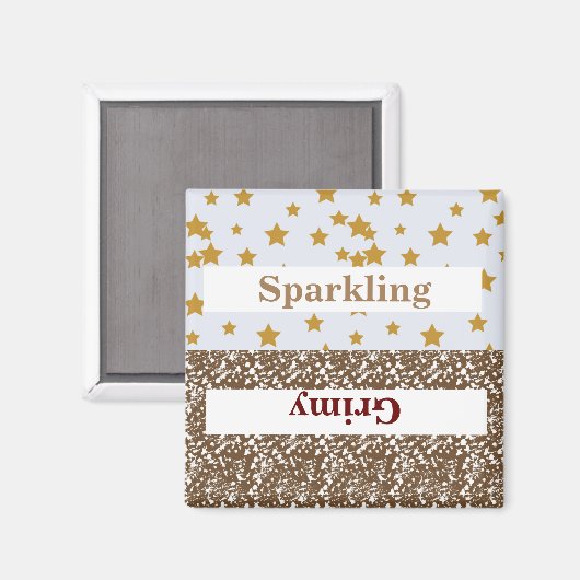 funkelnder/grimmiger Spritzer/Sterne2 Inch Square Magnet (Vorderseite/Rückseite)
