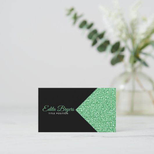 funkelnder grüner Glitzer Visitenkarte (Stehend Vorderseite)