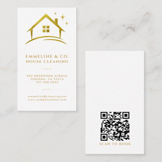 Funkelnder Hausreinigungsdienst QR Code Visitenkarte (Vorne/Hinten)