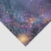 Funkelnder Indigo-Nebel Whimsicaler Wald Seidenpapier (Ausschnitt)