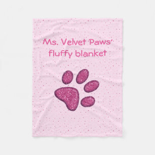 funkelnder Katzenpfotenabdruck - rosa Fleecedecke