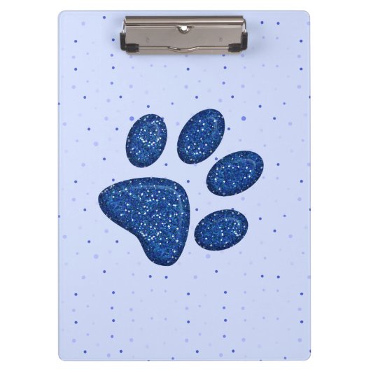 funkelnder Katzentatzendruck - Blau Klemmbrett (Vorderseite)
