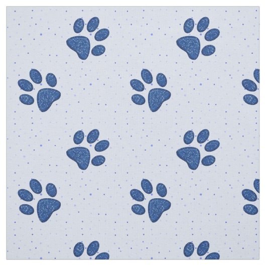 funkelnder Katzentatzendruck - Blau Stoff (Muster)