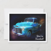 Funkelnder klassischer Vintager Retro LKW Einladung (Vorderseite)