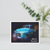 Funkelnder klassischer Vintager Retro LKW Einladung (Stehend Vorderseite)