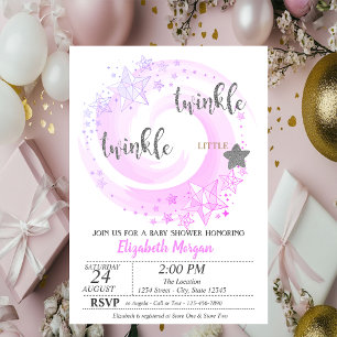 Funkelnder kleiner Stern Silber Glitter Baby Showe Einladung