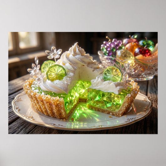 Funkelnder Kristall-Key-Lime-Pie-Dessert-Kunst Poster (Vorne)