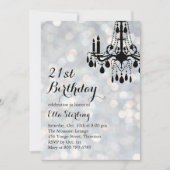 Funkelnder Licht-silberner Ballsaal-Geburtstag Einladung (Vorderseite)