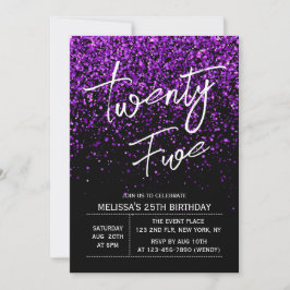 funkelnder Lila Glitzer Schwarz jedes Alters Gebur Einladung