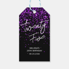 funkelnder Lila Glitzer Schwarz jedes Alters Gebur Geschenkanhänger