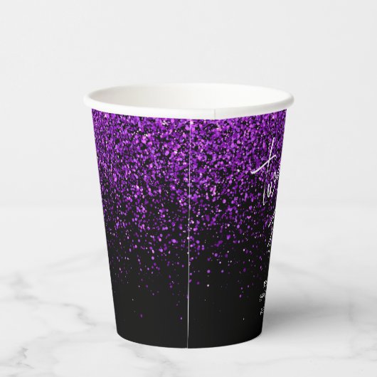 funkelnder Lila Glitzer Schwarz jedes Alters Gebur Pappbecher (Rechts)