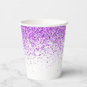 funkelnder Lila Glitzer weiß jedes Lebensalter Pappbecher (Rückseite)