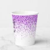 funkelnder Lila Glitzer weiß jedes Lebensalter Pappbecher (Links)