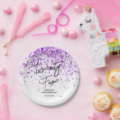 funkelnder Lila Glitzer weiß jedes Lebensalter Pappteller (Party)