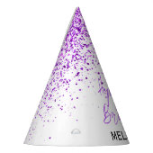 funkelnder Lila Glitzer weiß jedes Lebensalter Partyhütchen (Links)