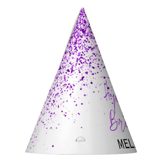 funkelnder Lila Glitzer weiß jedes Lebensalter Partyhütchen (Links)