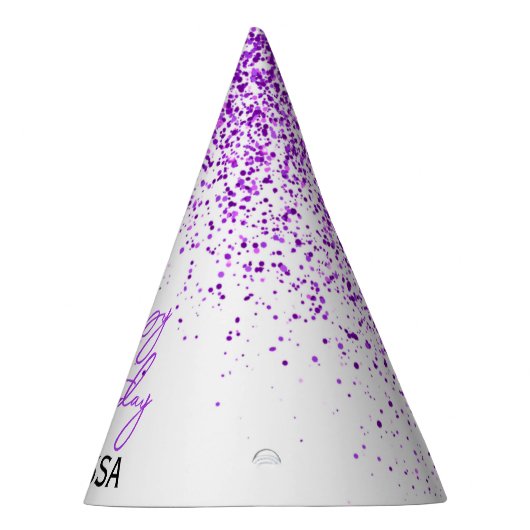 funkelnder Lila Glitzer weiß jedes Lebensalter Partyhütchen (Rechts)