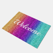 Funkelnder Regenbogen-Gradient Glitter Born to Spa Fußmatte (Schrägansicht)