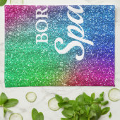 Funkelnder Regenbogen-Gradient Glitter Born to Spa Geschirrtuch (Gefaltet)