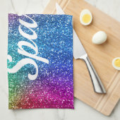 Funkelnder Regenbogen-Gradient Glitter Born to Spa Geschirrtuch (Viertel Falte)