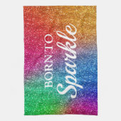 Funkelnder Regenbogen-Gradient Glitter Born to Spa Geschirrtuch (Vertikal)