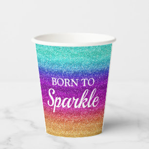 Funkelnder Regenbogen-Gradient Glitter Born to Spa Pappbecher
