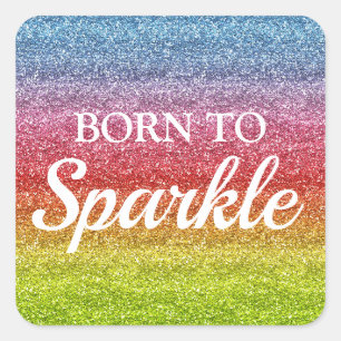 Funkelnder Regenbogen-Gradient Glitter Born to Spa Quadratischer Aufkleber