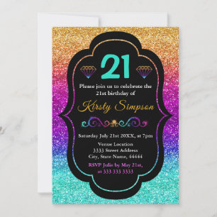 Funkelnder Regenbogen-Gradient Glitter Geburtstag Einladung