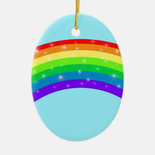 Funkelnder Regenbogen Keramik Ornament (Vorne)