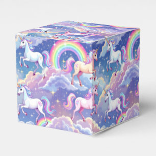 Funkelnder Regenbogen und Einhörner auf Wolken Geschenkschachtel