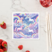 Funkelnder Regenbogen und Einhörner auf Wolken Serviette (Beispiel)