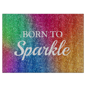 Funkelnder Regenbogen-Verlauf Glitter Born to Spar Schneidebrett