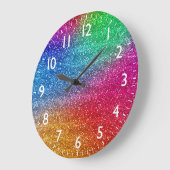 Funkelnder Regenbogen-Verlauf Glitter Große Wanduhr (Winkel)
