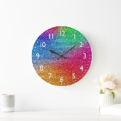 Funkelnder Regenbogen-Verlauf Glitter Große Wanduhr (Zuhause)