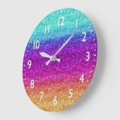 Funkelnder Regenbogenverlauf Glitter Große Wanduhr (Winkel)