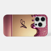 💎 Funkelnder Rosa-Drip Luxe über Strahlendem Gold iPhone Hülle (Rückseite (Horizontal))