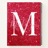 funkelnder roter Glitter-Monogramm-Name Mädchenhaf Notizblock (Rückseite)