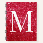 funkelnder roter Glitter-Monogramm-Name Mädchenhaf Notizblock (Vorderseite)