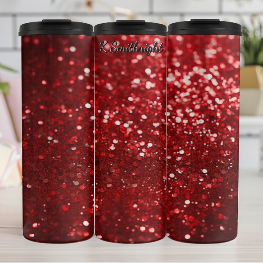 Funkelnder roter Weihnachtsglitter Thermosbecher