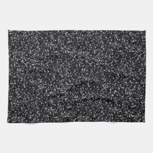 Funkelnder schwarzer Glitzer Handtuch (Horizontal)