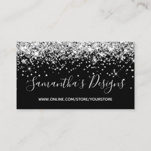 Funkelnder Silber Glitter Online Shop Schwarz Visitenkarte