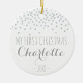 Funkelnder silberner Confetti | mein erstes Keramikornament (Vorne)