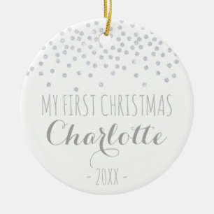 Funkelnder silberner Confetti   mein erstes Keramikornament